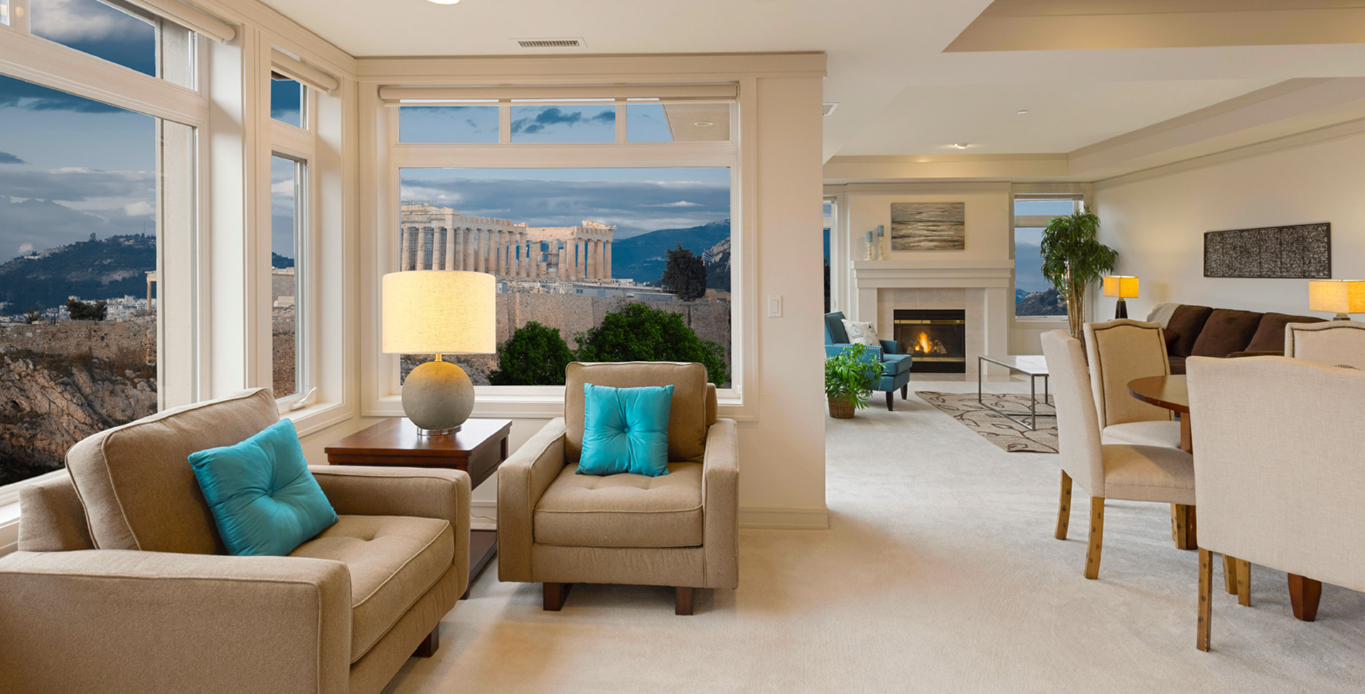 Luxury interior with Acropolis view
